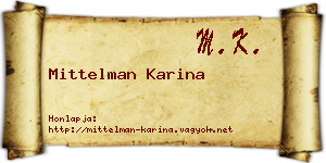 Mittelman Karina névjegykártya